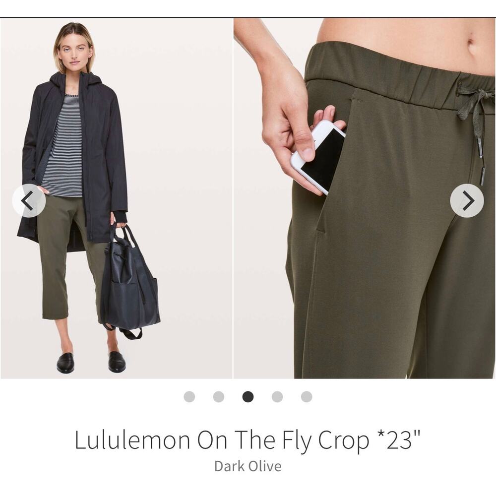 Lululemon On The Fly Crop *23"
Dark Olive sz 4
